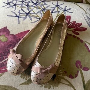 Talbots Beige Flats with Bow Detail